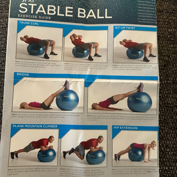 Ignite by SPRI Blue Stabality Ball Kit Great Exercise working core - Picture 5 of 8
